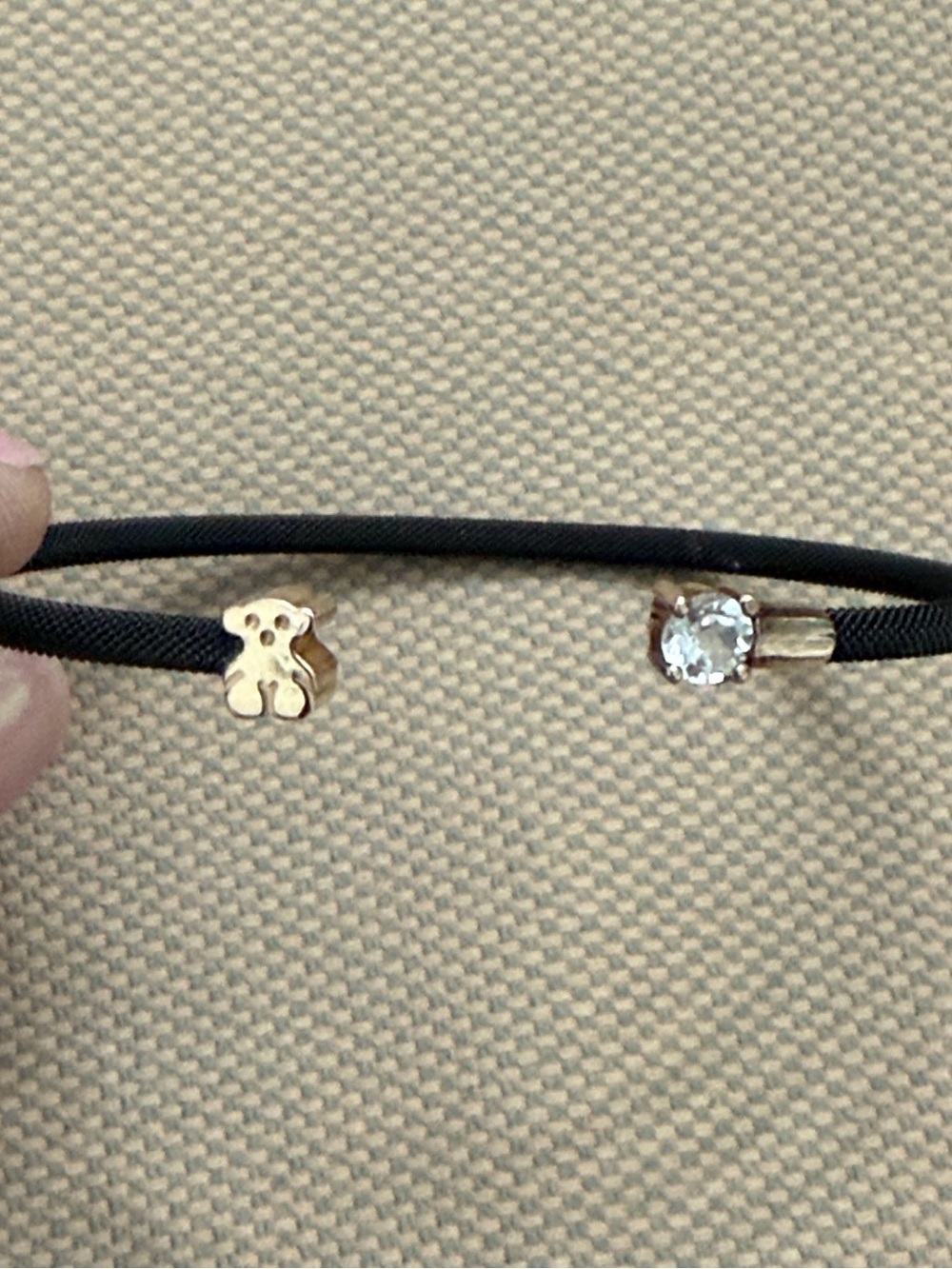 TOUS Delicate Black Bracelet with ROSE Gold Teddy Charm